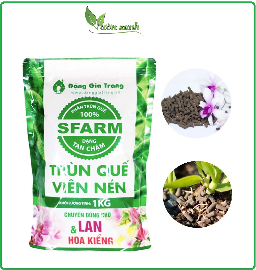 Phân Trùn Quế Sfarm Viên Nén 1kg bón cho nhiều loai cây, an toan cho rễ, dinh dưỡng dễ hấp thụ