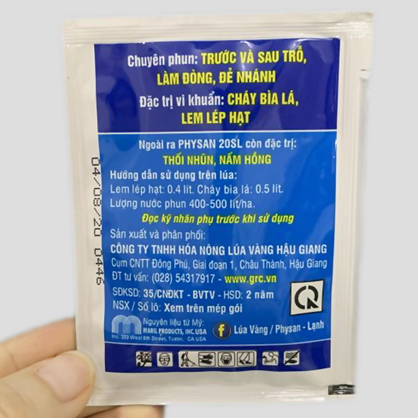 Dung dịch sát khuẩn trừ nấm bệnh cây trồng Physan 20 SL - gói 12ml