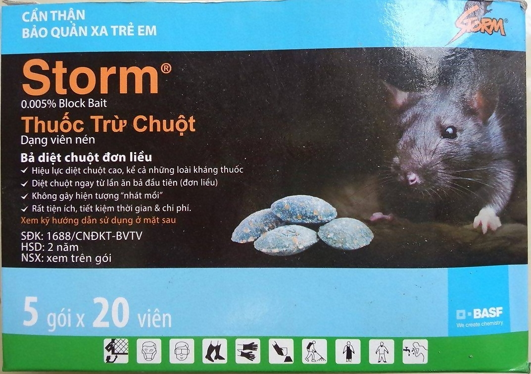 Gói diệt chuột STORM 20 viên, bả diệt chuột sinh học an toàn, cực nhạy