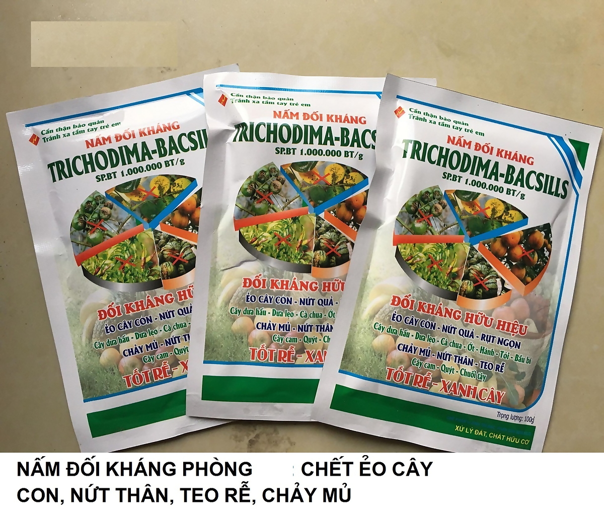 Chế phẩm Trichoderma dùng tưới cây, trộn giá thể phòng trừ nấm bệnh 100gr