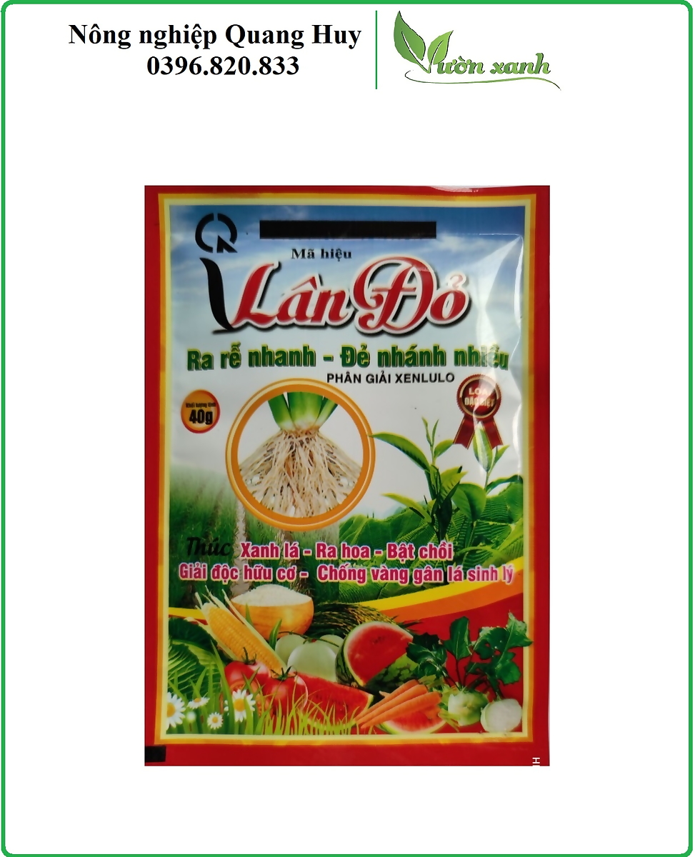 Phân bón Lân đỏ bổ sung nấm Trichoderma, khoáng sinh học giúp cây phát triển bền vững, khỏe từ gốc 40gr/ gói