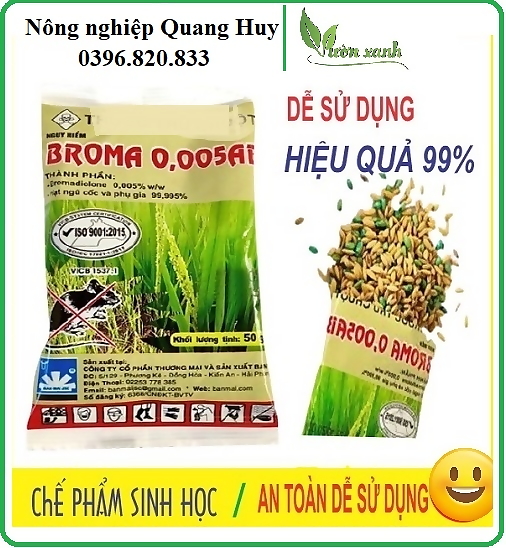 Bả diệt chuột trộn thóc BROMA 50gr, diệt chuột sau 1 lần ăn