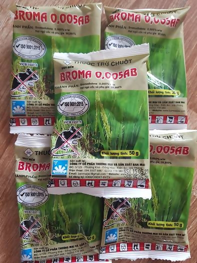 Bả diệt chuột trộn thóc BROMA 50gr, diệt chuột sau 1 lần ăn