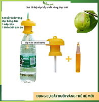 Bộ 10 chiếc nắp bẫy ruồi vàng đục trái, dụng cụ quản lý ruồi hại trái lắp với chai nhựa