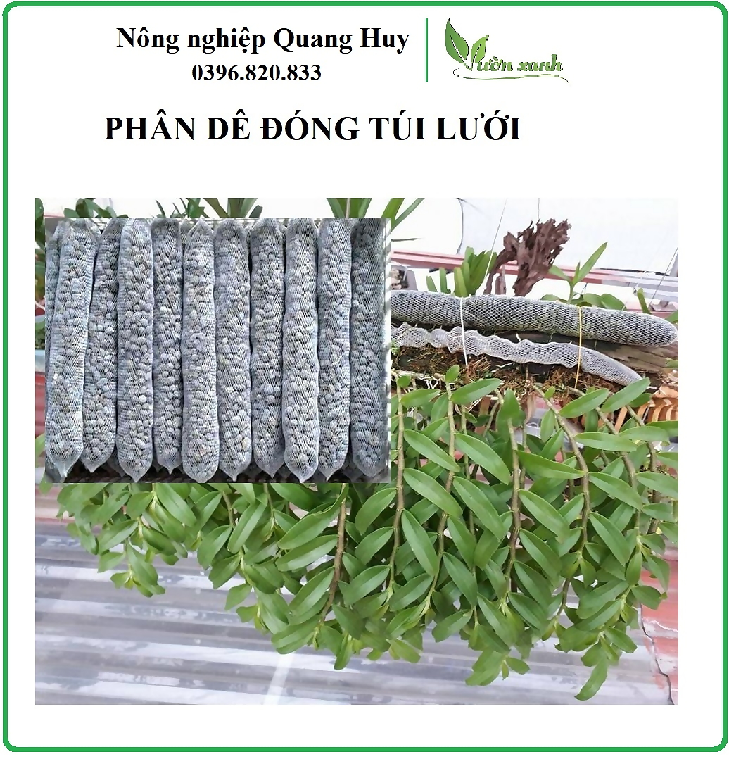 Phân dê đóng sẵn túi lưới 10cm, 20cm bón lan, hoa cây cảnh