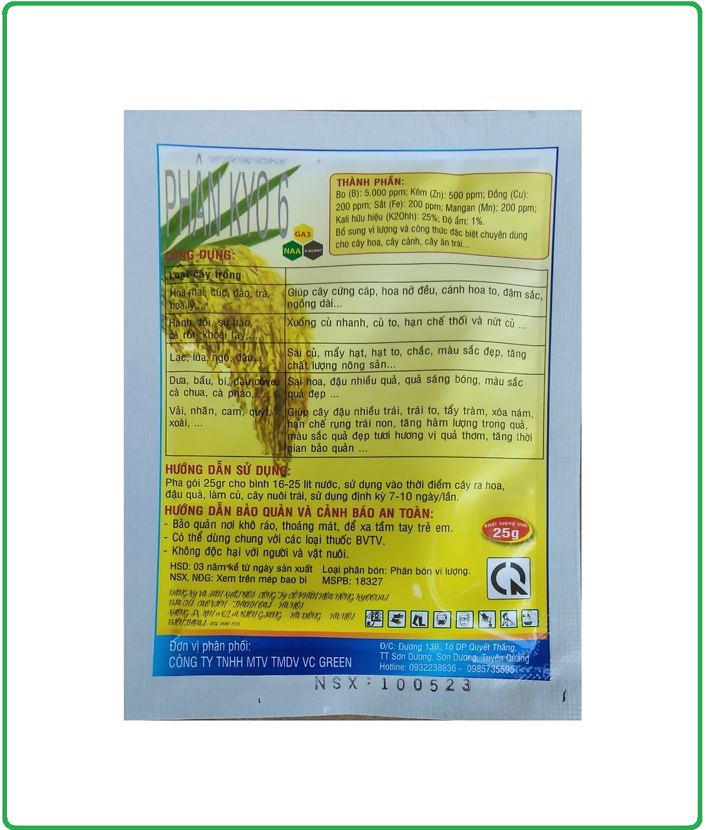 Phân bón SIÊU KALI kali 46 giúp cứng cây, bông nở đều, bông to, màu sắc đẹp gói 25gr