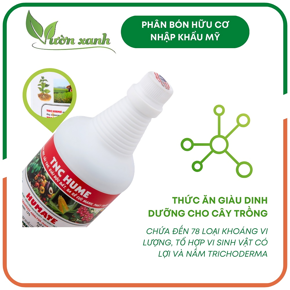 Chế phẩm Humic TNC Hume, tốt rễ, giải độc cây 1L- Có bổ sung nấm Trichoderma