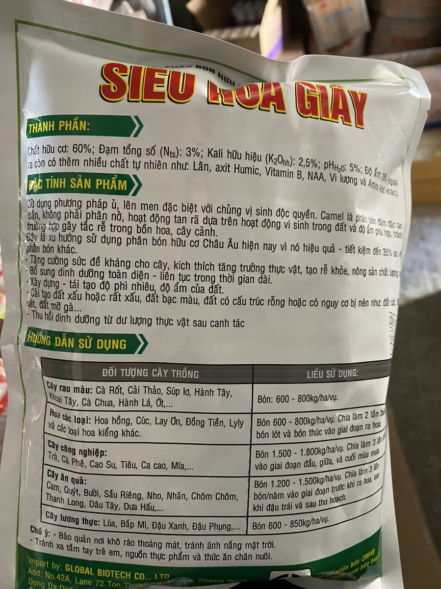 Phân bón hữu cơ SIÊU HOA GIẤY giúp tán cứng cáp, ra hoa nhiều 700gr
