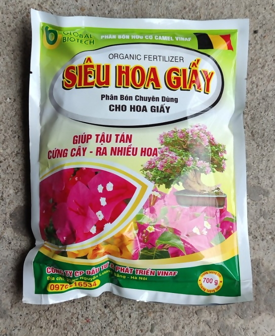 Phân bón hữu cơ SIÊU HOA GIẤY giúp tán cứng cáp, ra hoa nhiều 700gr
