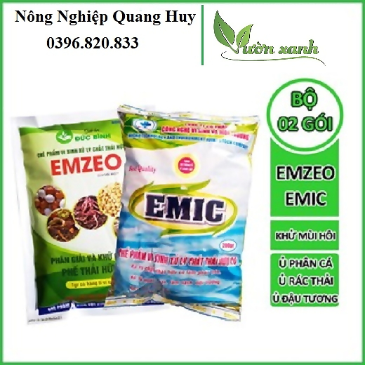 Set 2 gói chế phẩm ủ phân hữu cơ, đậu tương EMIC và EMZEO