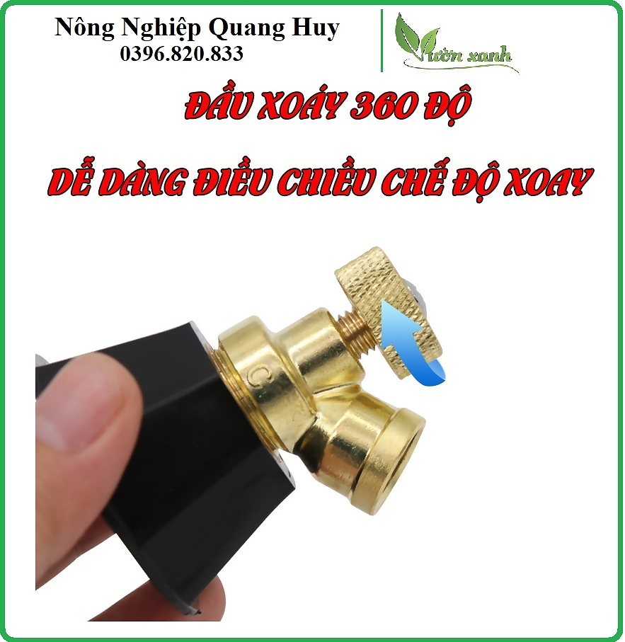 Đầu Vòi Phun, béc phun  Tăng Áp Bằng Đồng Điều Chỉnh Chế Độ Phun Cây, Tưới Lan