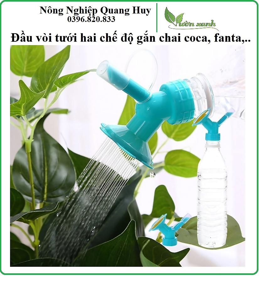 Đầu vòi tưới cây 2 chế độ, dễ thương- đầu vòi tưới gắn chai coca, pepsi tưới cây văn phòng, bonsai,...
